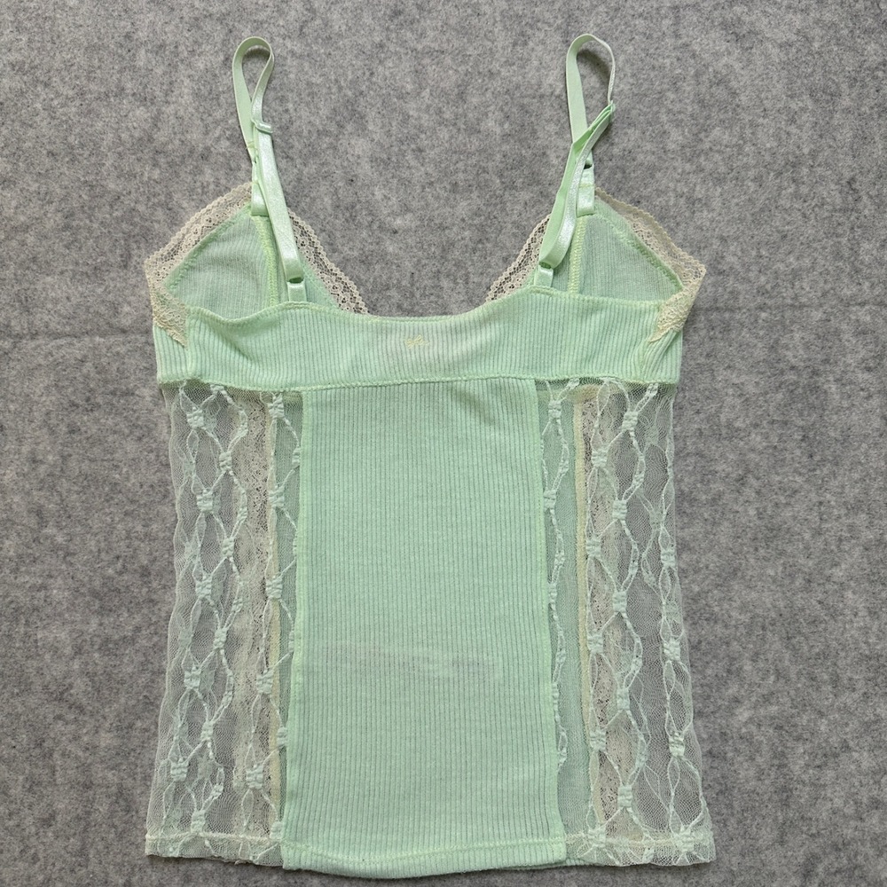 Out From Under Lace Trim Ribbed Cami Top XS Coquette Balletcore Fairycore Soft - Picture 8 of 12